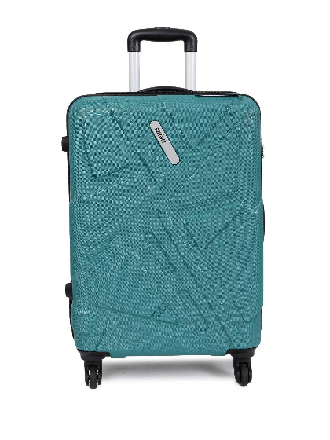 safari unisex teal green traffik anti-scratch medium trolley suitcase