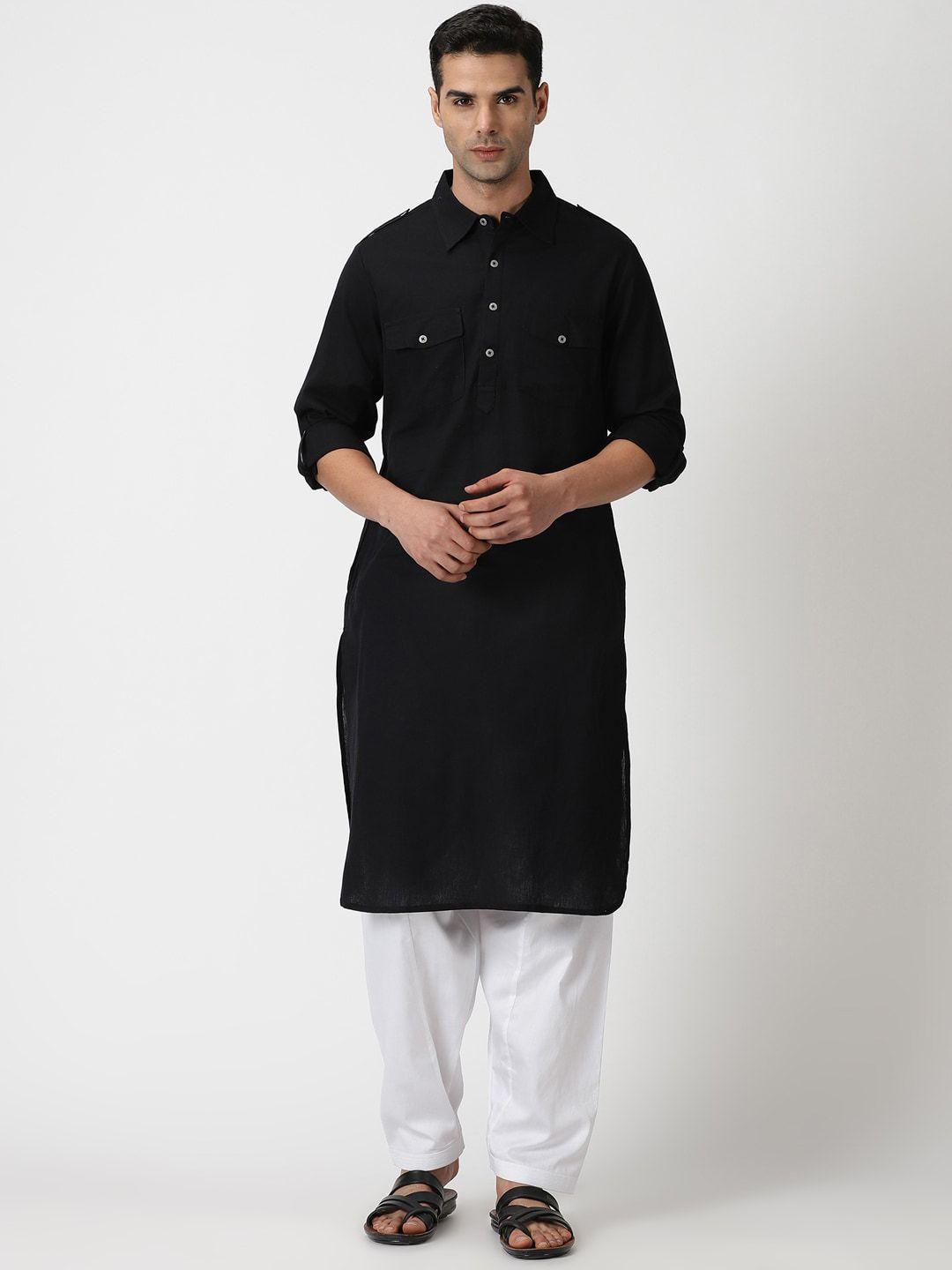saffron threads shirts collar pathani cotton linen kurta