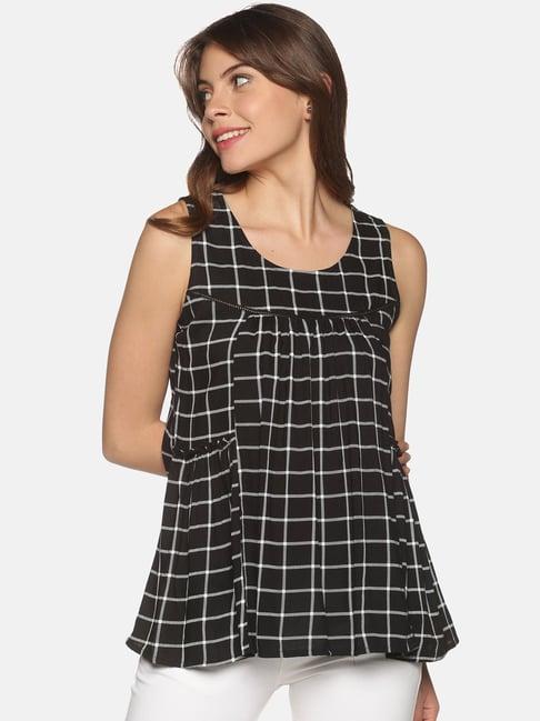 saffron threads black check top