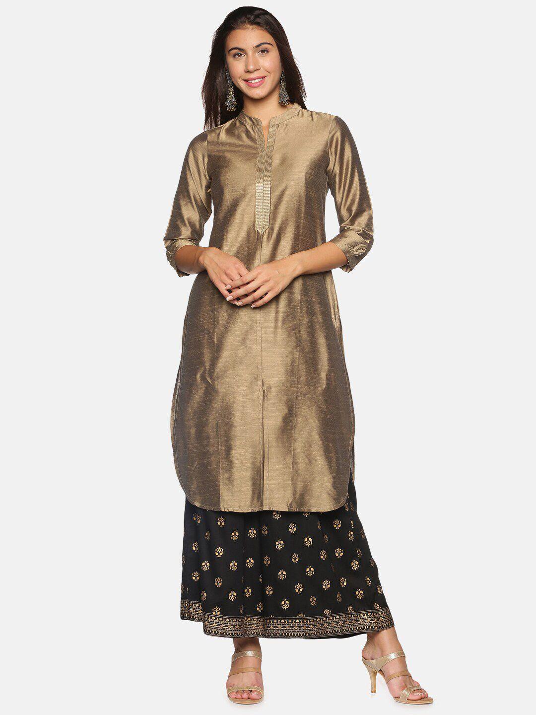 saffron threads women gold-toned kurta