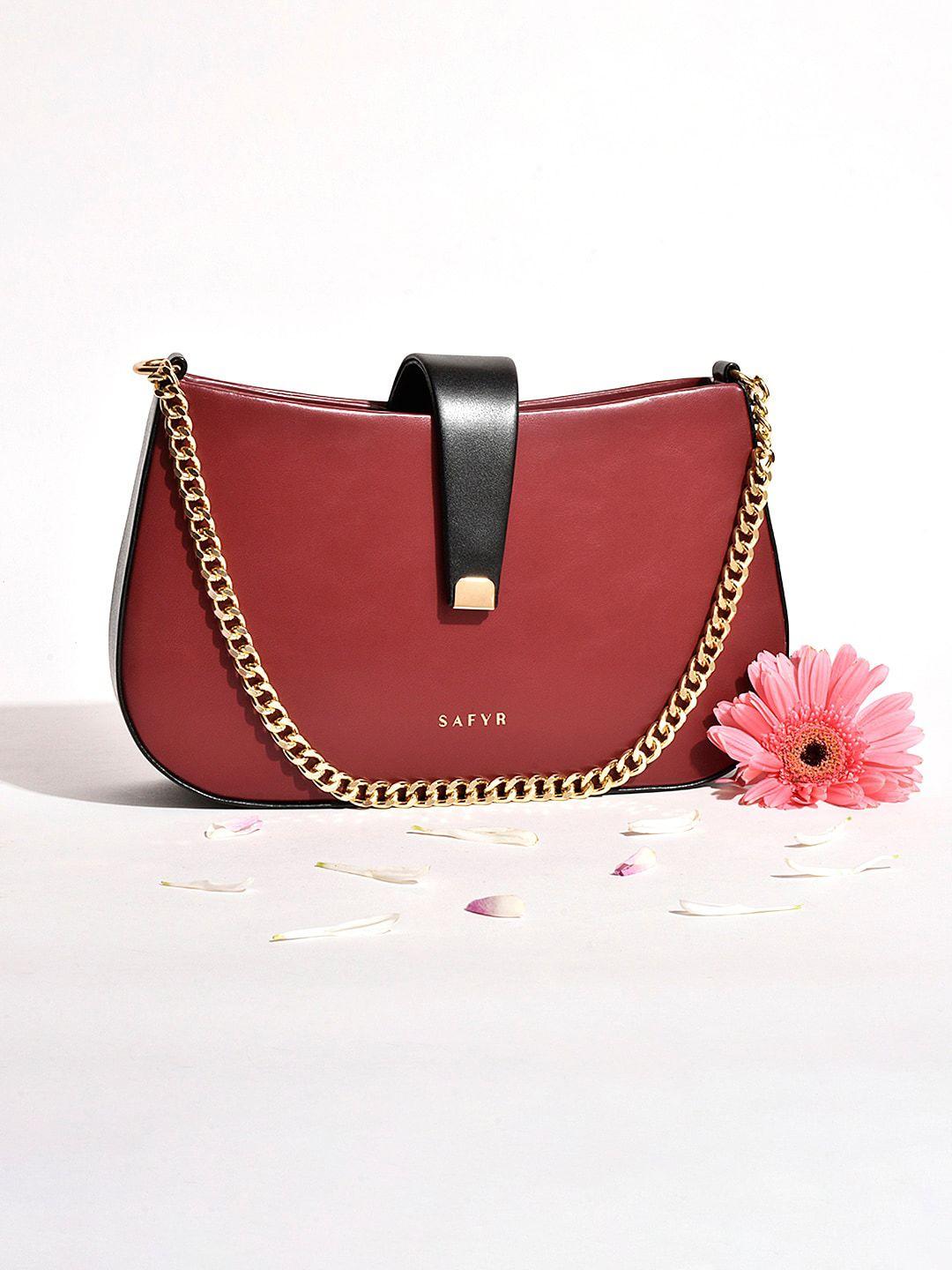 safyr red structured sling bag