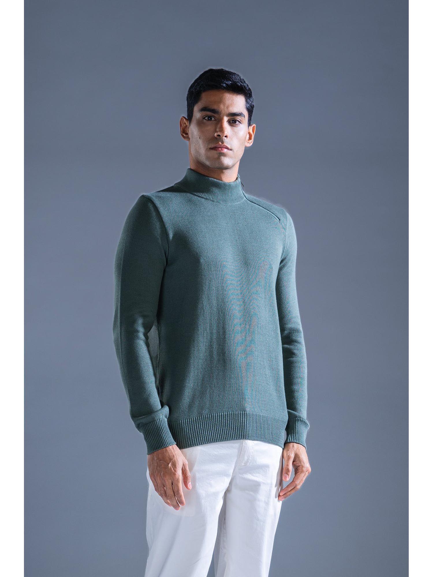 sage green cotton knit sweater