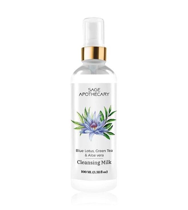 sage apothecary blue lotus green tea & aloe vera cleansing milk - 100 ml