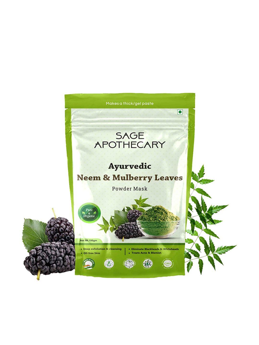 sage apothecary off white ayurvedic neem & mulberry leaves powder face mask, 100gm