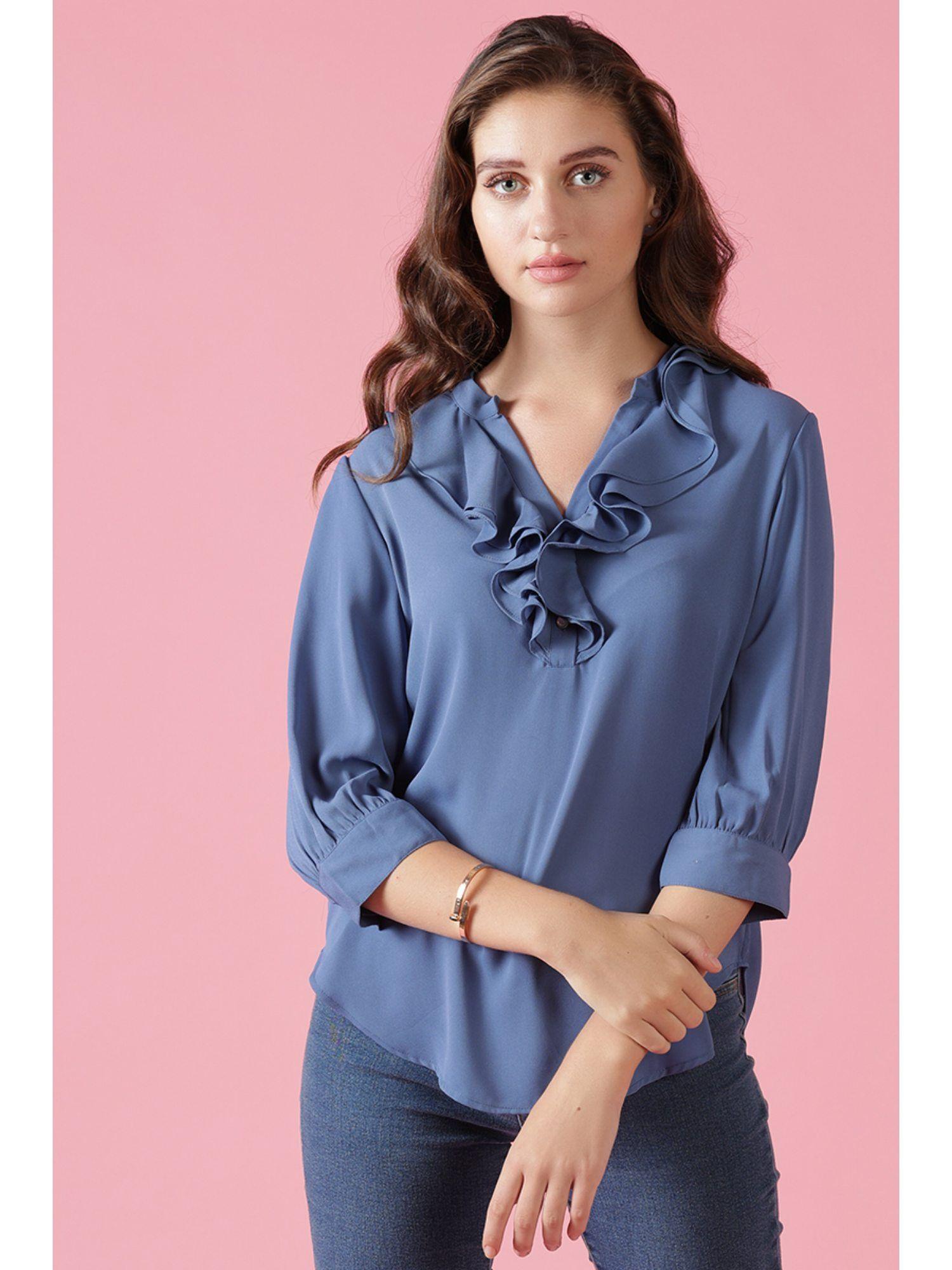 sage blue georgette top