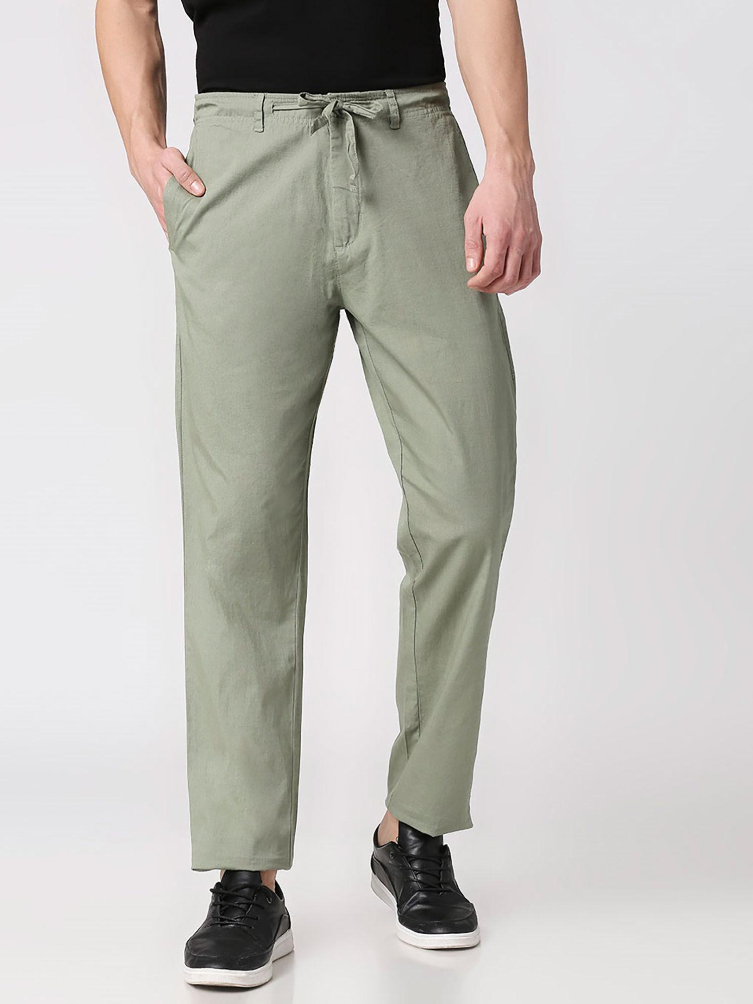sage green casual cotton trouser