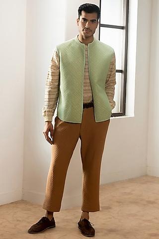 sage green cotton bundi jacket