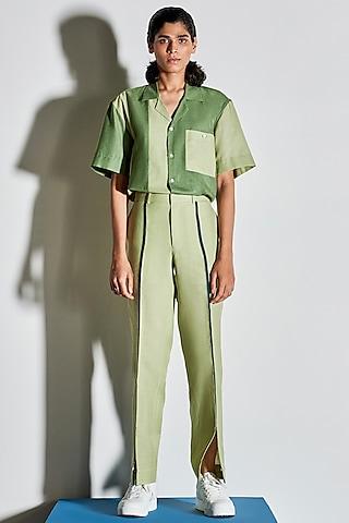 sage green cotton poly shirt