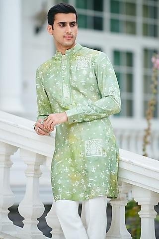 sage green cotton printed kurta