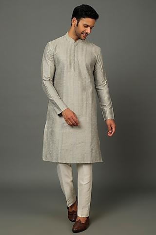 sage green embroidered kurta set