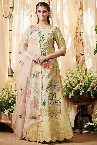 sage green embroidered lehenga set