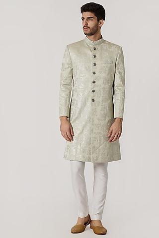 sage green embroidered sherwani