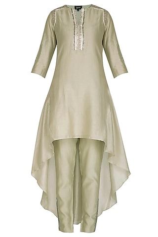 sage green embroidered tunic with pants