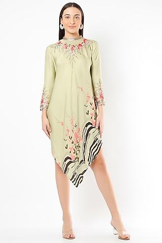 sage green embroidered tunic