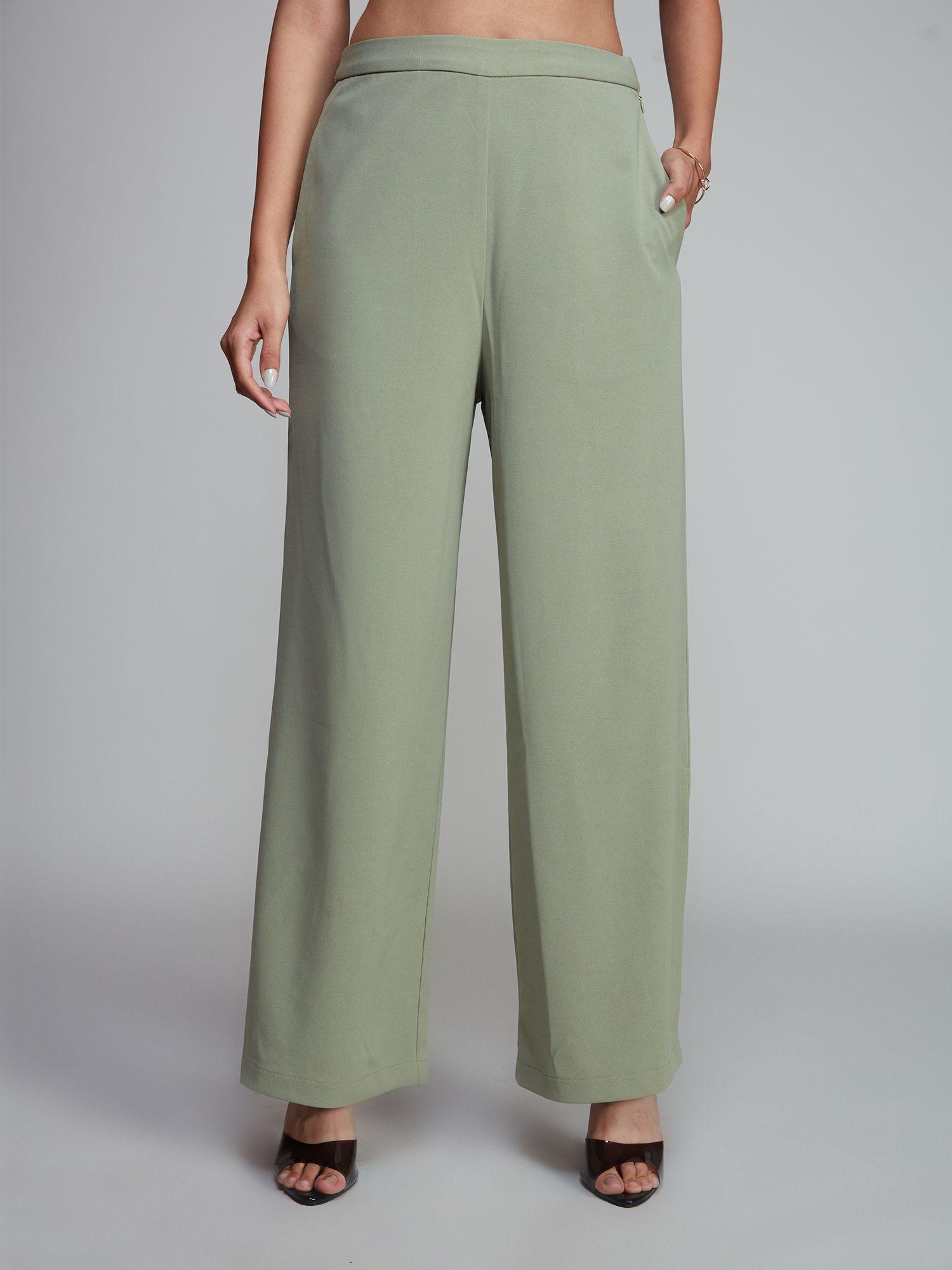 sage green mid waist pants