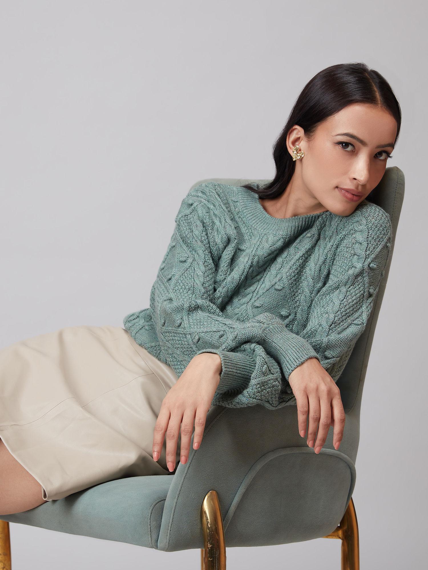 sage green round neck sweater