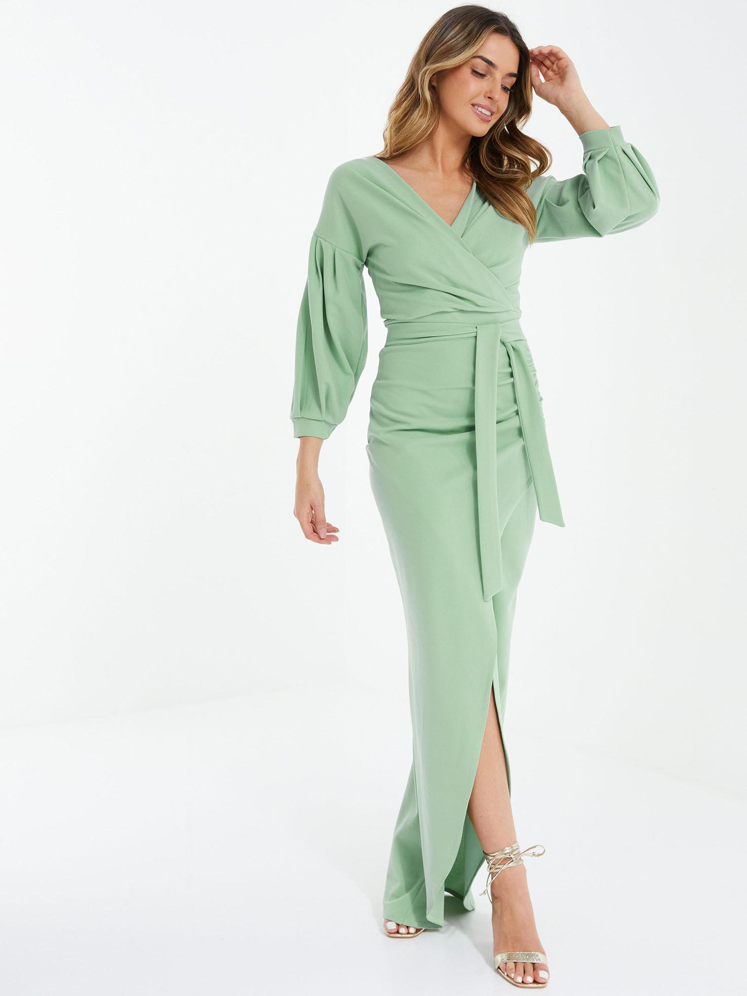 sage green wrap maxi dress