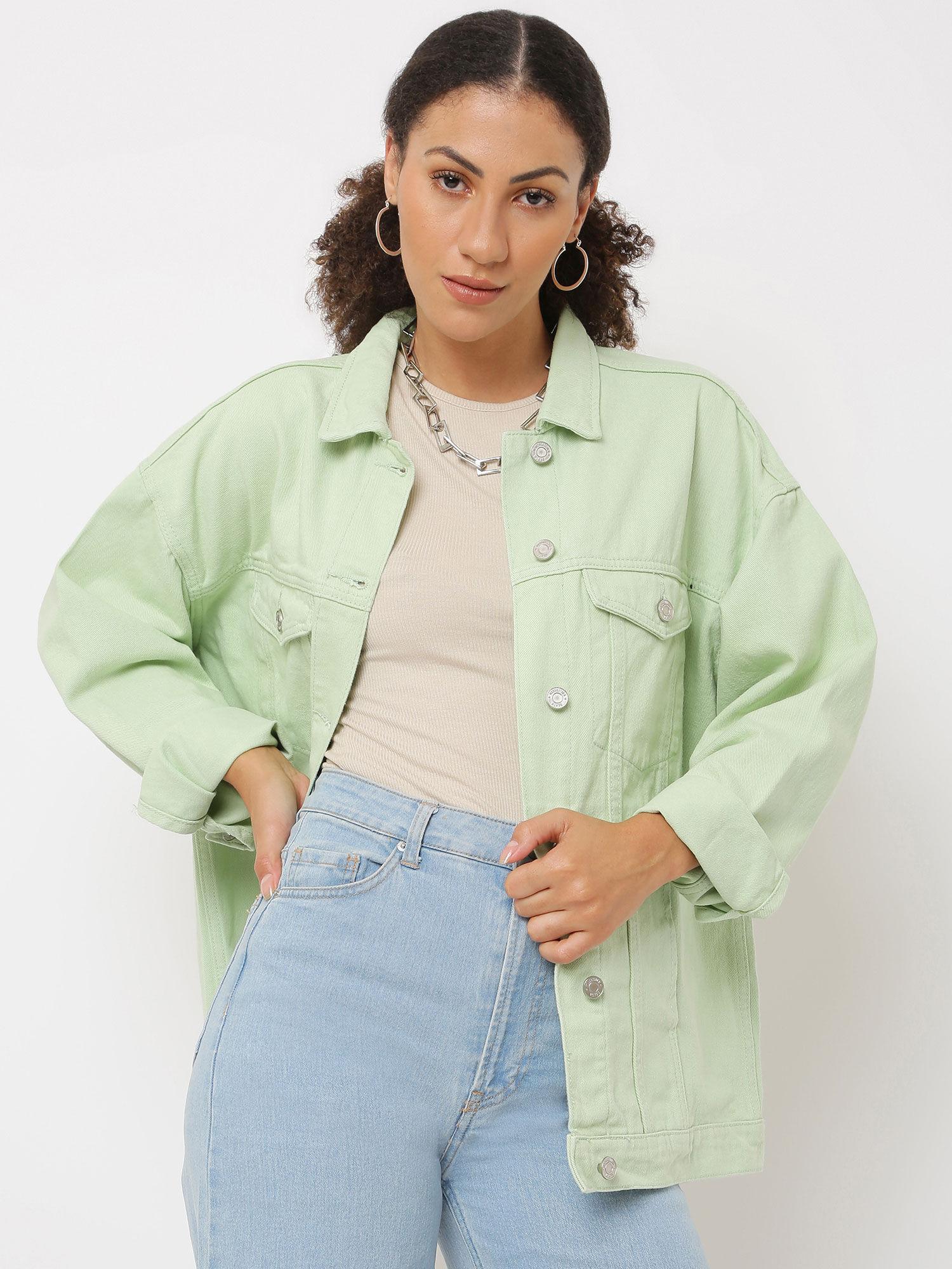 sage oversized denim jacket