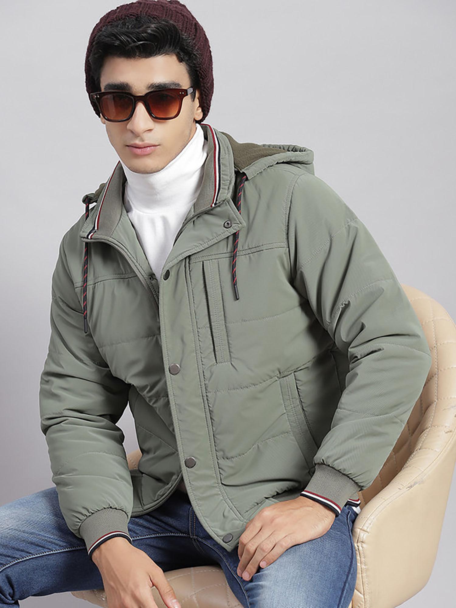 sage solid hood jacket