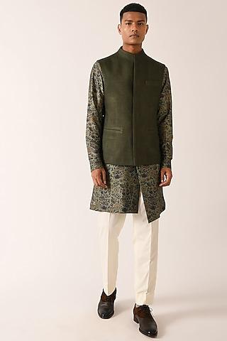 sage textured cotton silk jawahar jacket