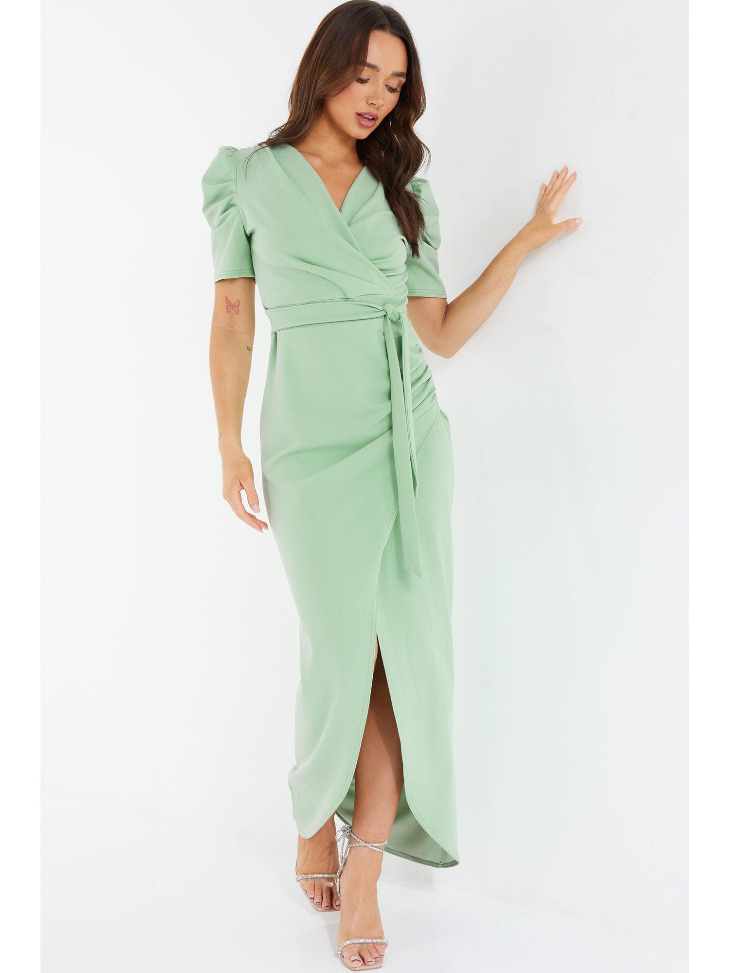 sage wrap maxi dress