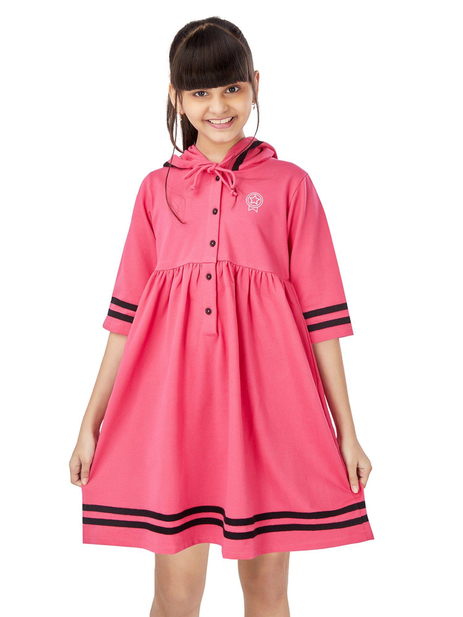 sailor hoodie dress - hot pink