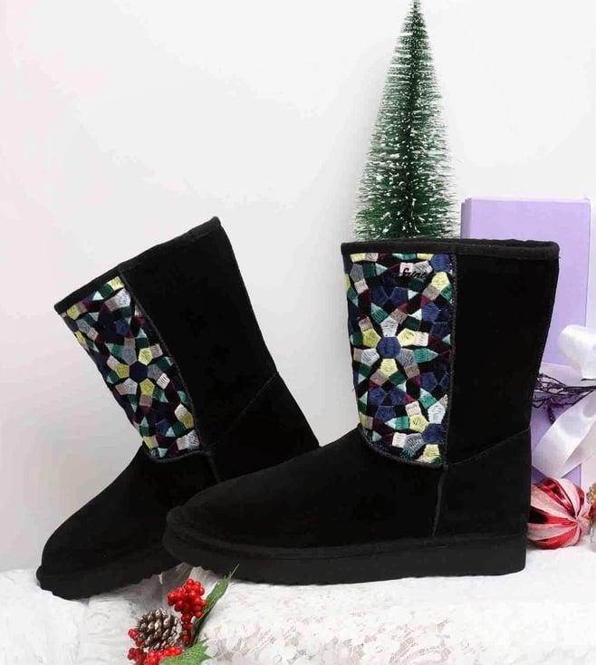 saint g black benito multi embroidered suede snug boots