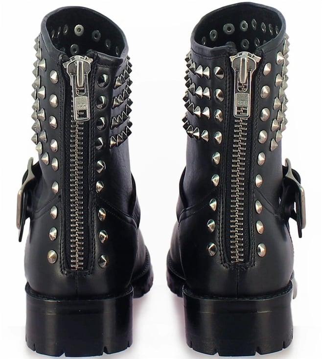 saint g black giuseppina metal studded leather biker boots