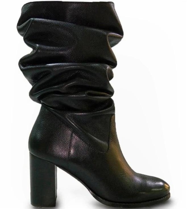 saint g black leather knee high slouch boots