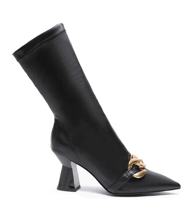 saint g black rosalie stretch napa pointed heel calf boots