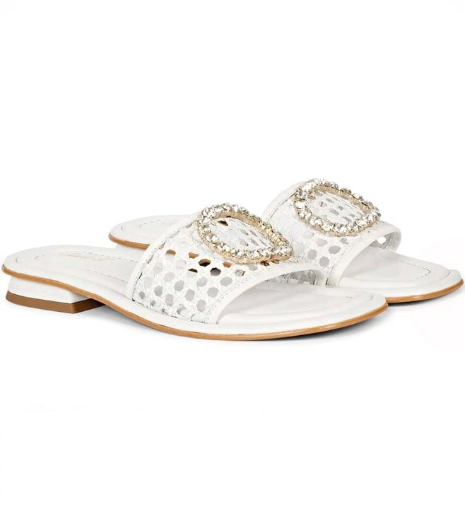 saint g carly off white leather flat sandals.