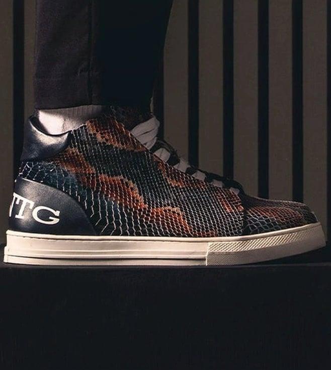 saint g devon blue snake embossed leather sneakers