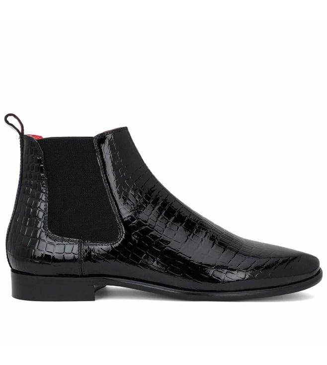 saint g eadred black croco patent shiny leather chelsea boot