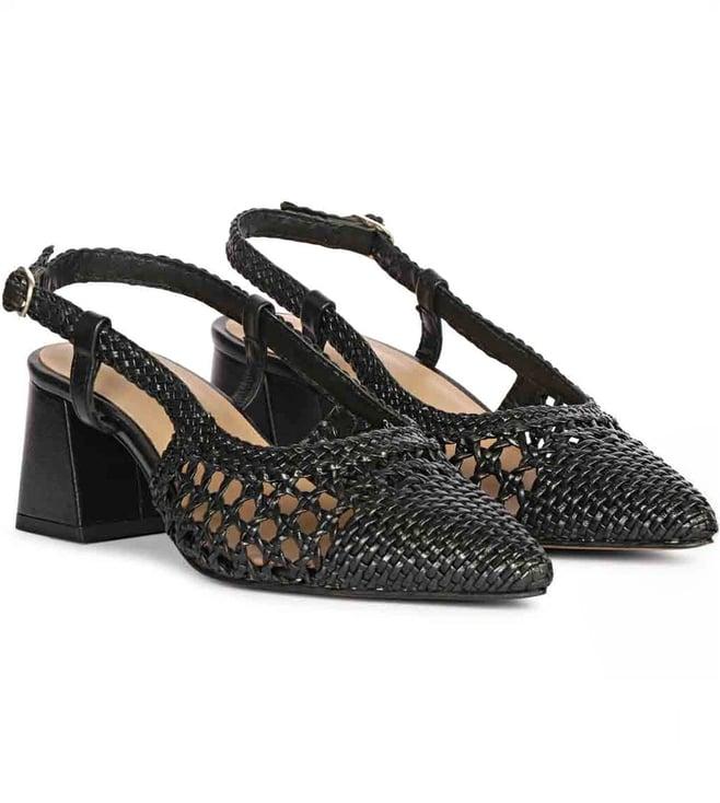 saint g elowen black hand woven leather low block heels