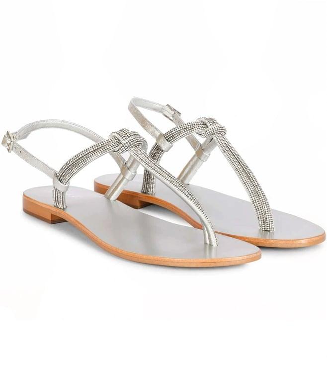 saint g elsie silver leather flat sandals