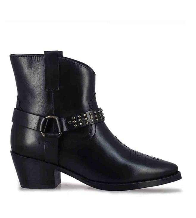 saint g enrica metal studded black leather ankle boots