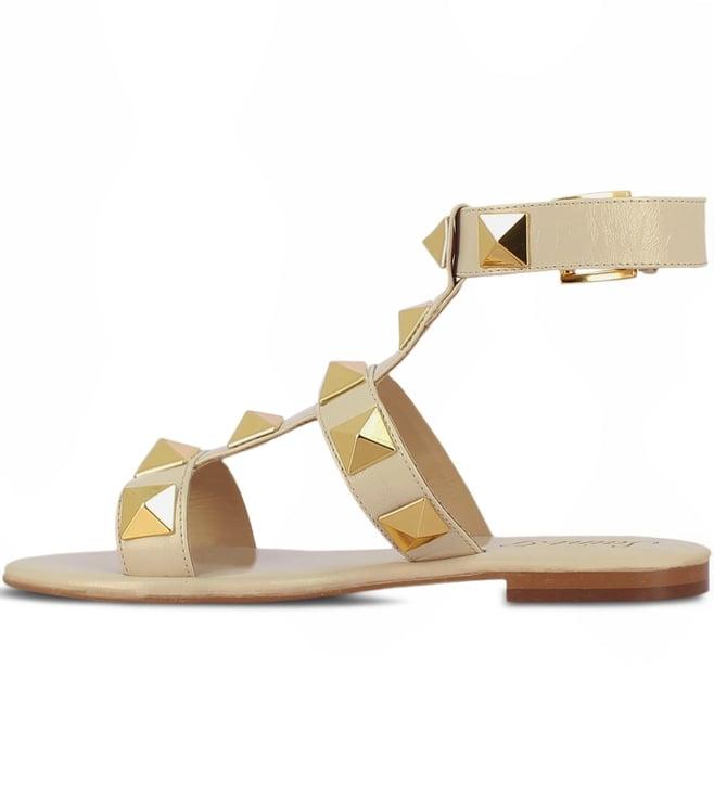 saint g gaia off white leather flat buckle sandals