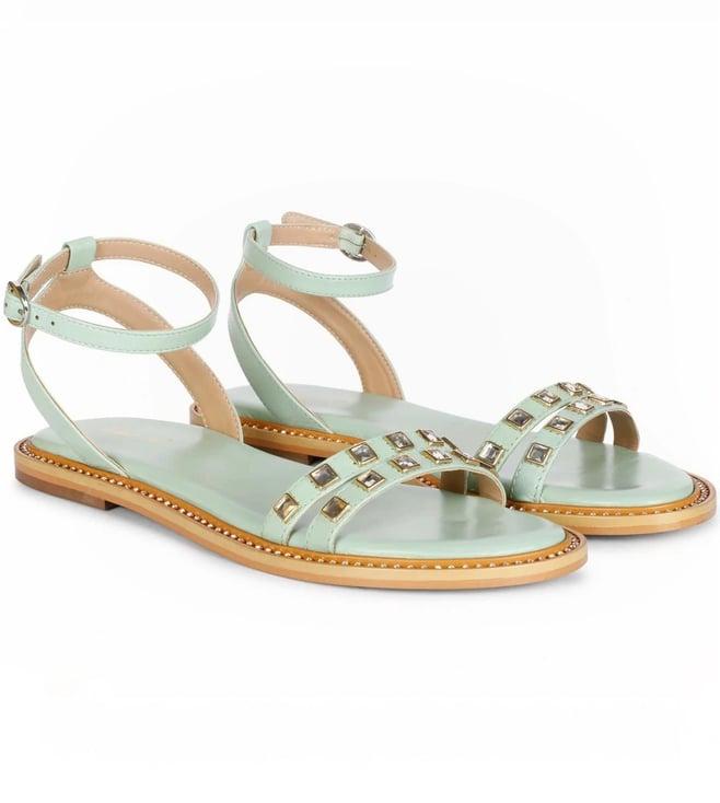 saint g ivy mint leather flat sandals