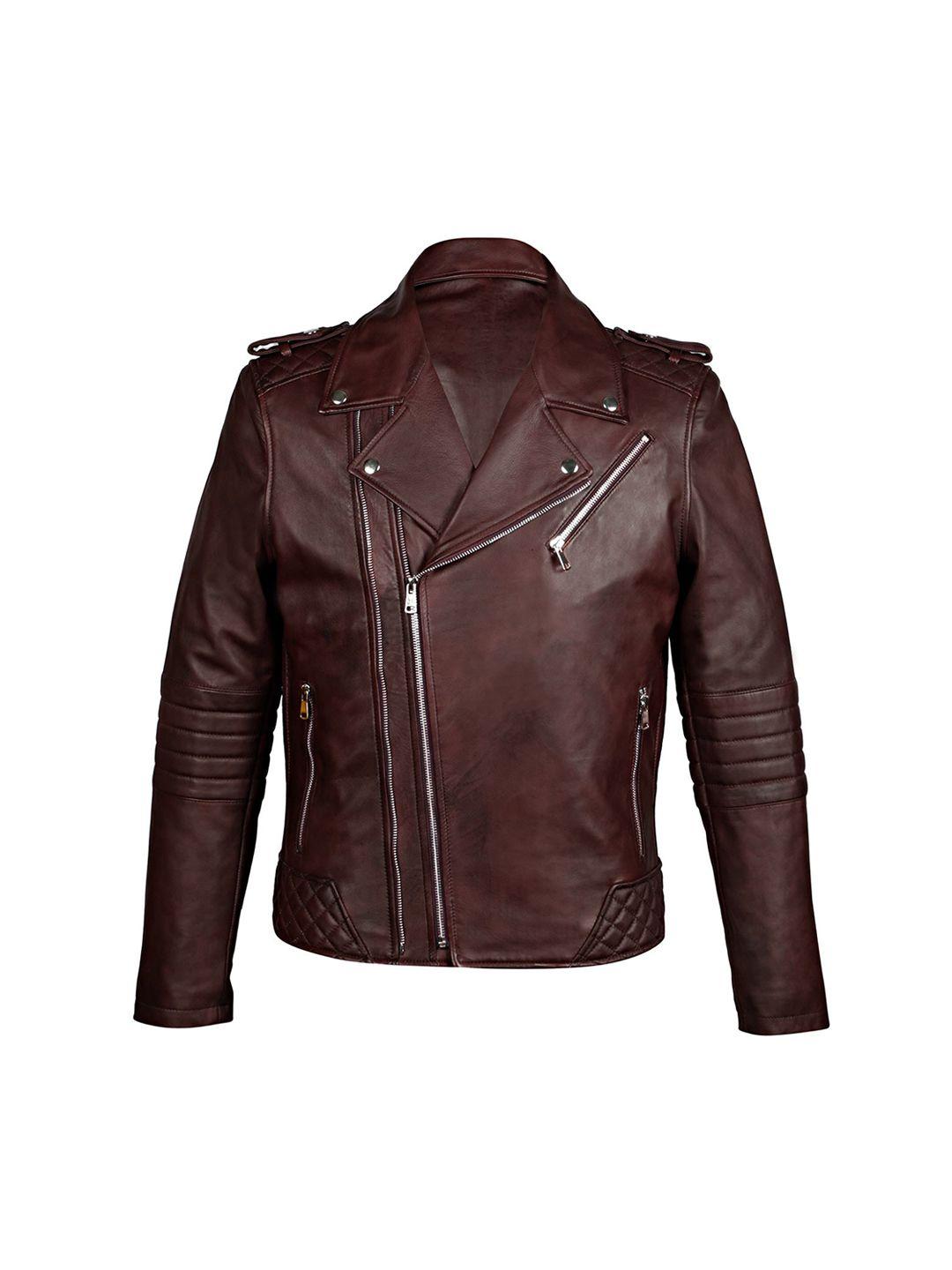 saint g lapel collar water resistant leather biker jacket
