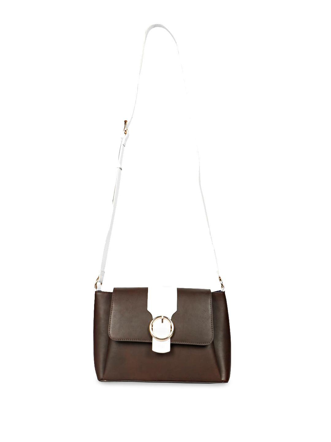saint g leather structured sling bag with buckle detail
