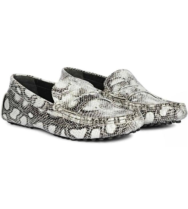 saint g liana black & grey woven leather loafers