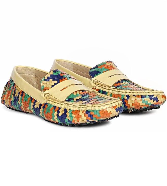 saint g liana tartan multi woven leather loafers