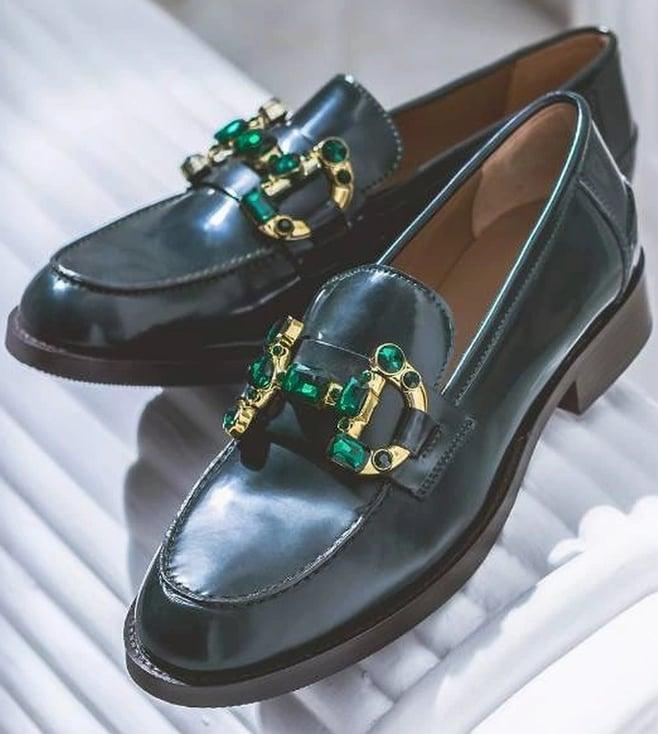 saint g livia green leather moccasins