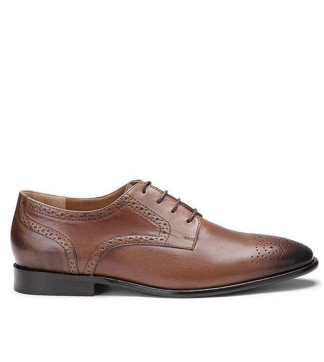 saint g lucas tan leather lace up brogue shoes