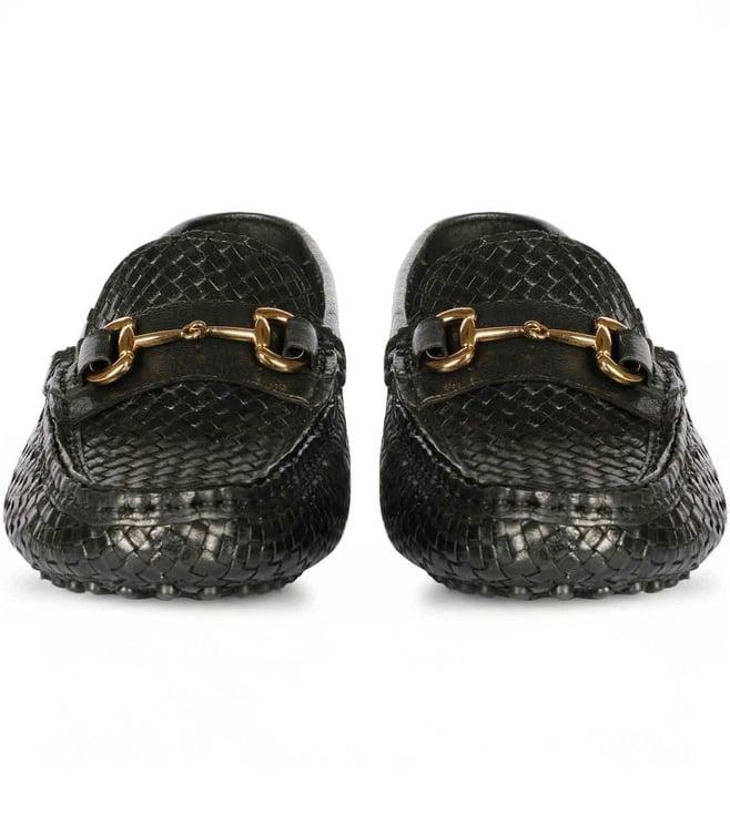 saint g lucy black woven leather loafers