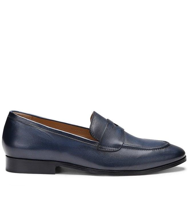 saint g lukonin navy leather loafers