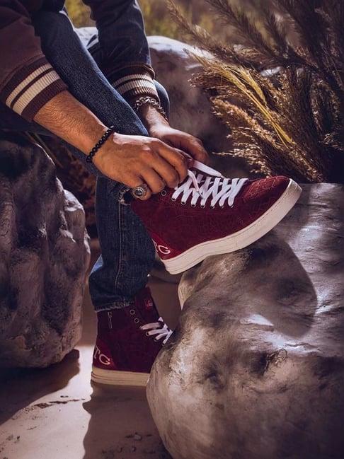 saint g men's harvey burgundy ankle high sneakers