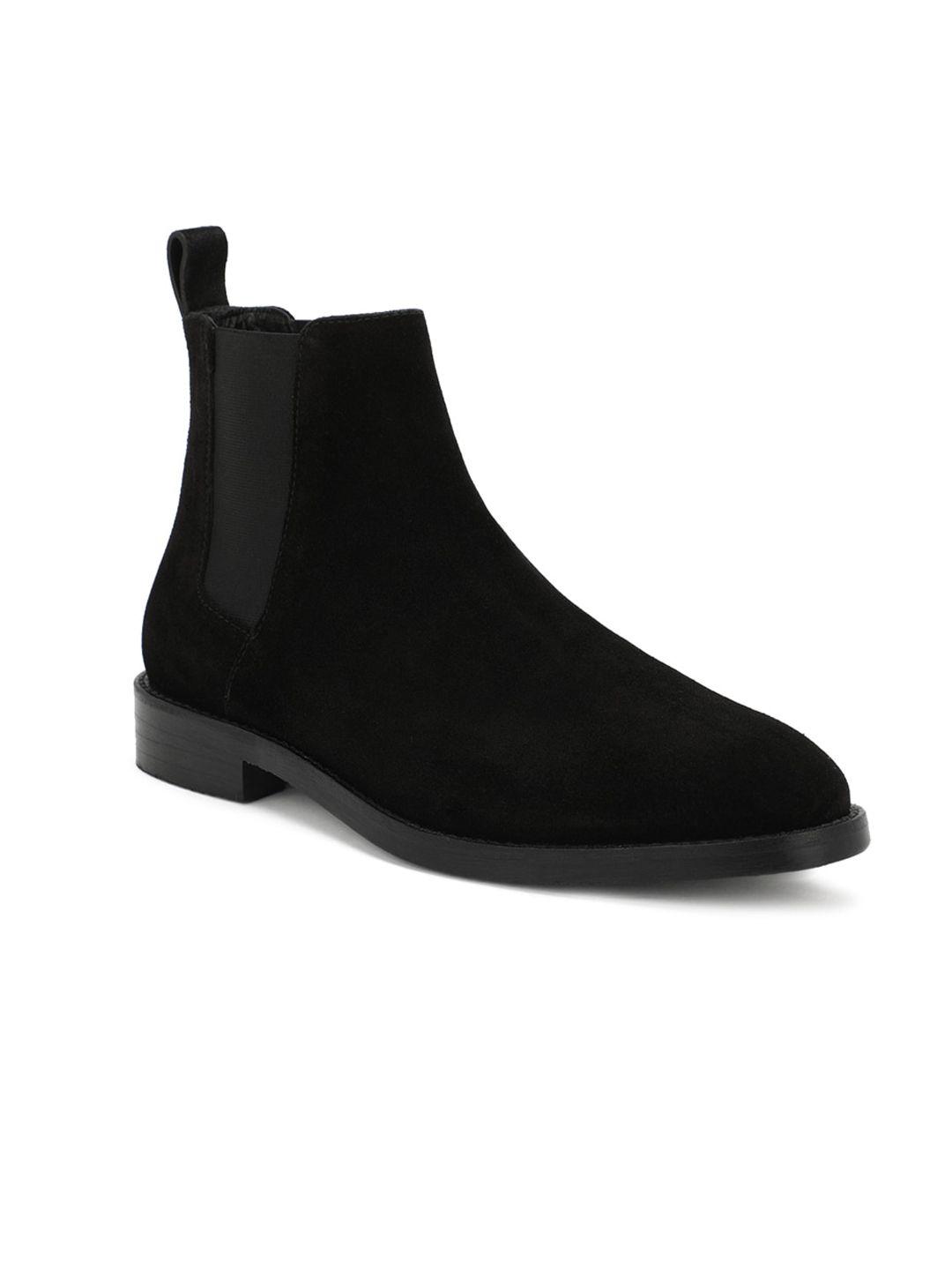 saint g men black solid chelsea boots
