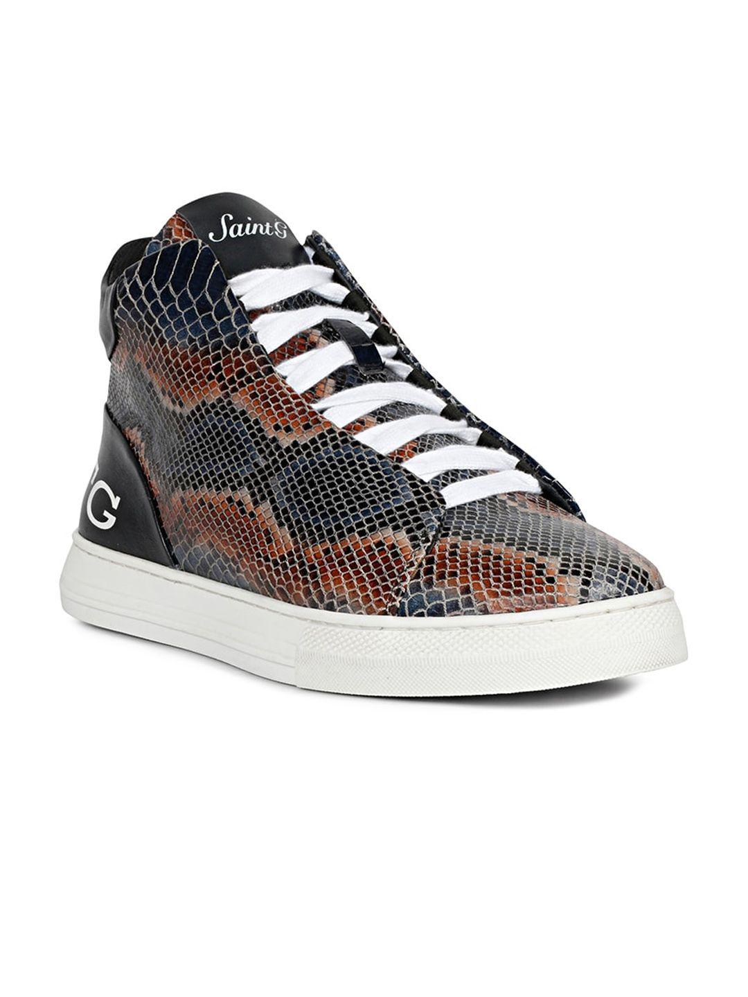 saint g men printed leather high-top sneakers