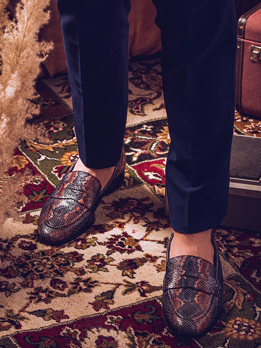 saint g men printed leather loafers